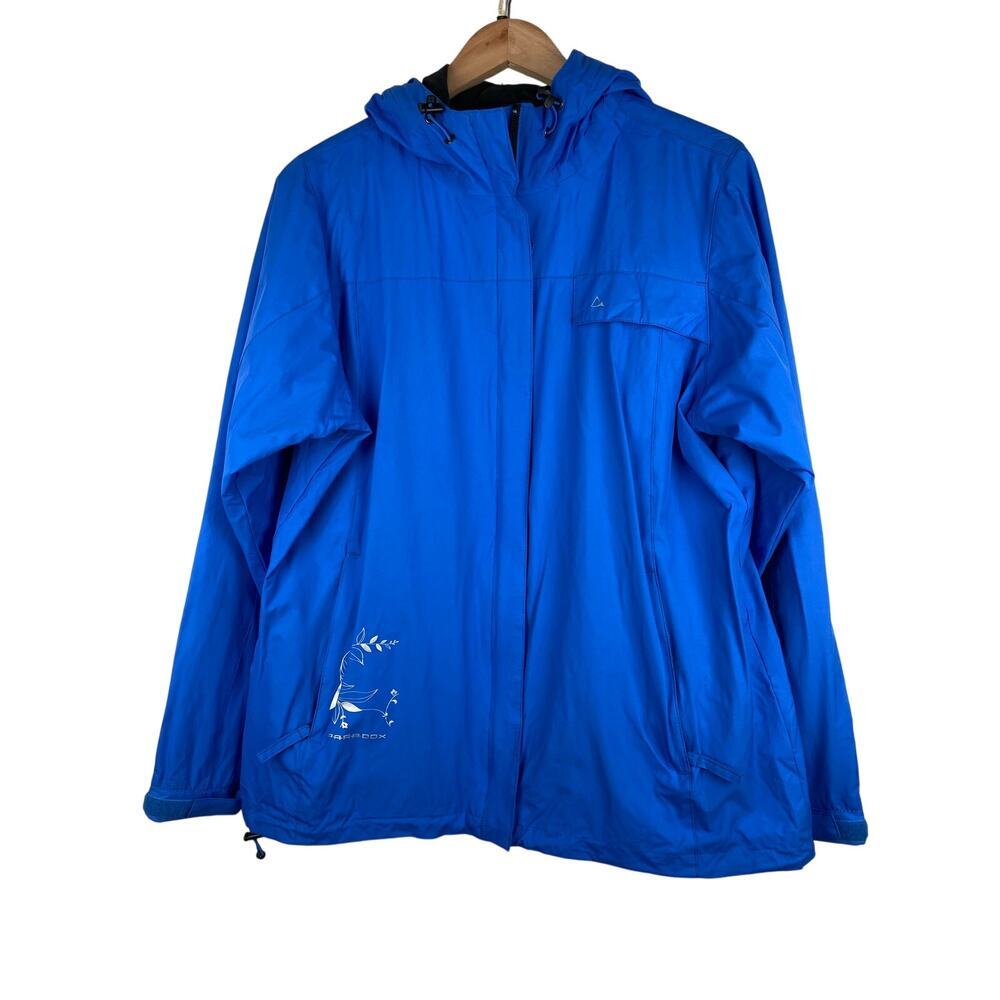 Paradox Women's L Blue Nylon Mesh Lined Hooded Full Zip Windbreaker‎ Jacket *